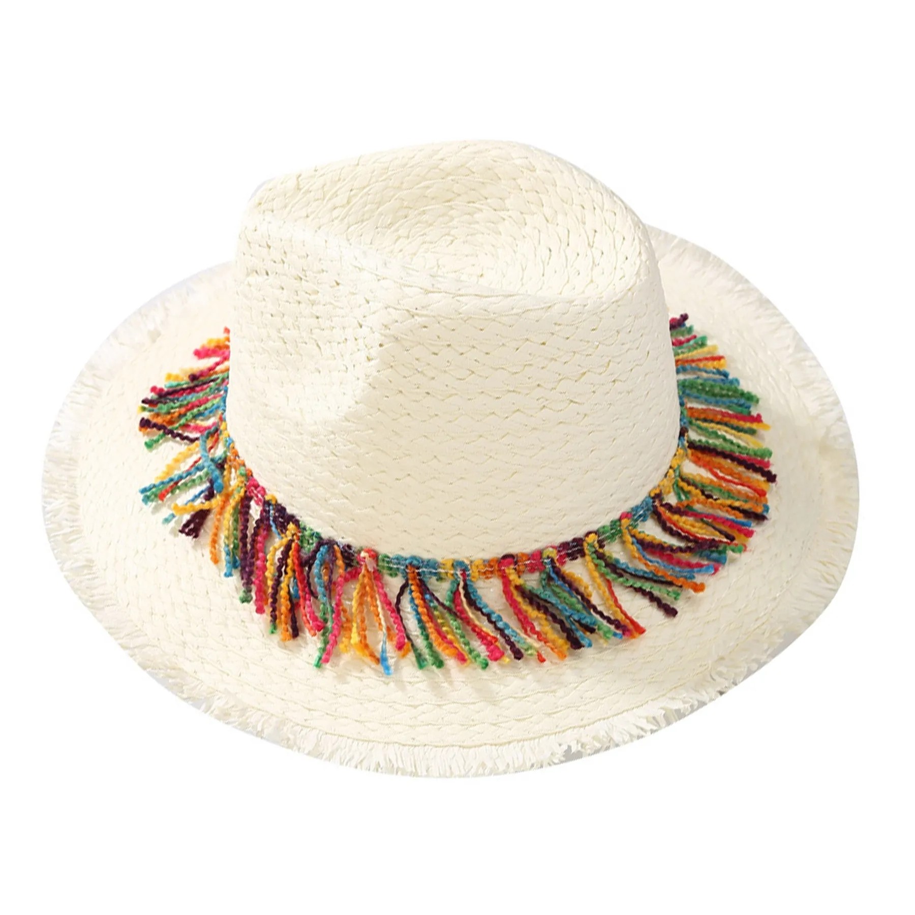 Kid'S Colorful Flow Sun Protective Wide Brim Straw Hats 4