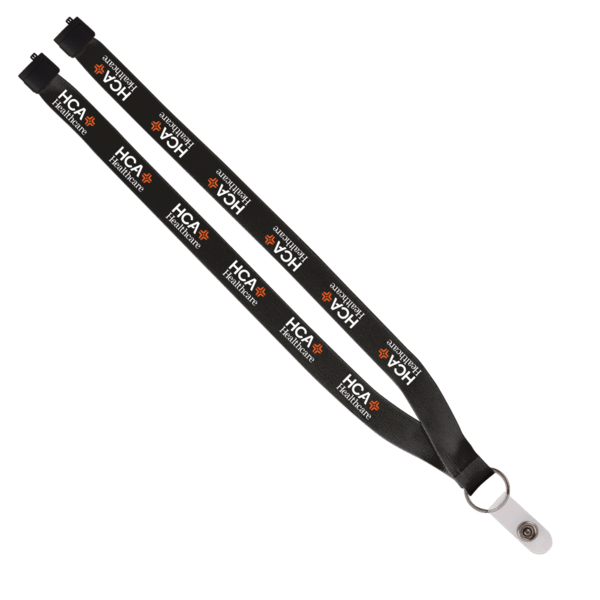 3/4" Polyester Lanyard with Sewn Silver Metal Split-Ring 84