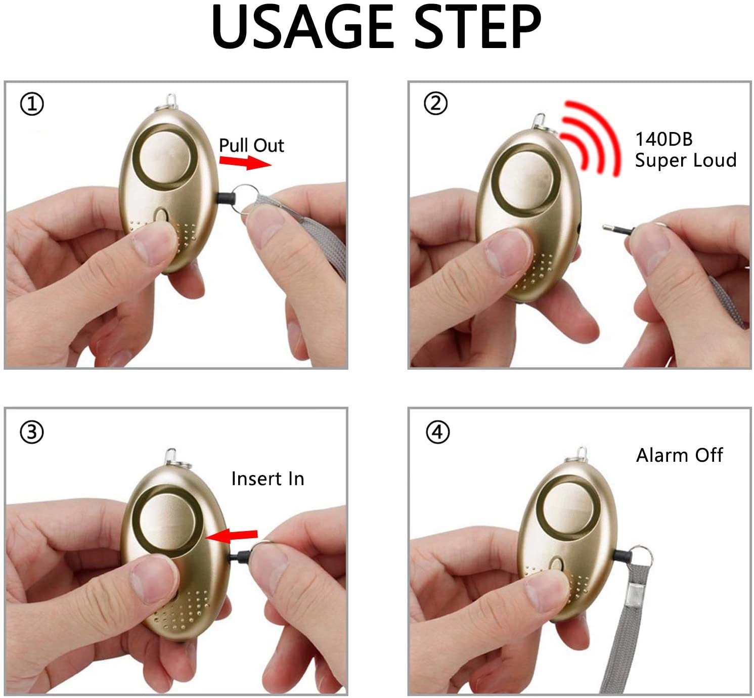 Personal Security Alarm Keychain with LED Lights 7
