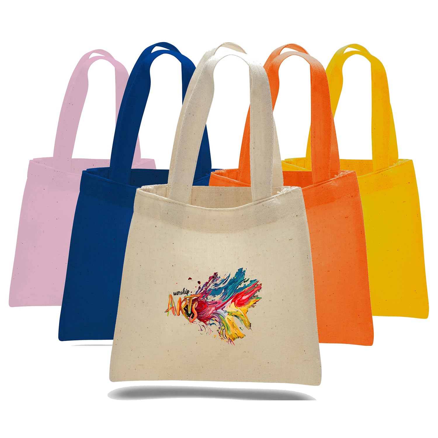 6 oz MINI COTTON CANVAS TOTE BAG USA Decorated (6" x 6") 4