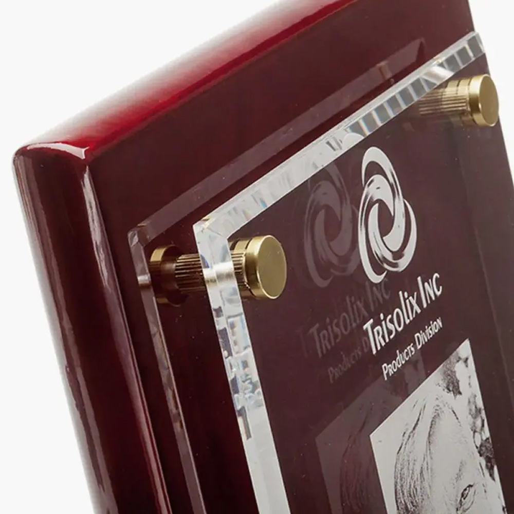 Rosewood Piano Finish Floating Acrylic Plaque - Large 4