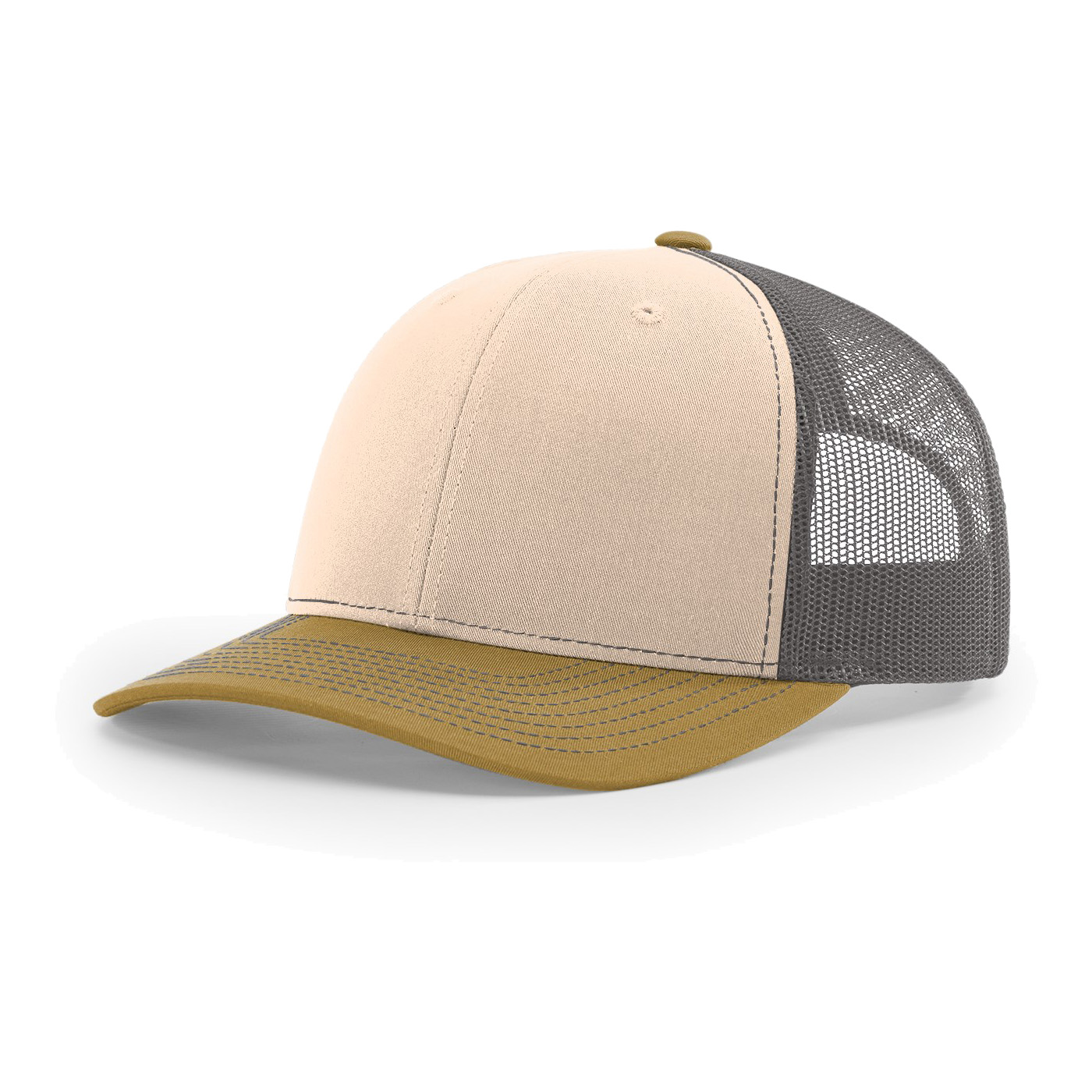 Richardson 112 6-Panel Snapback Trucker Hat w/Leatherette Adhesive Patches or Embroidery 56