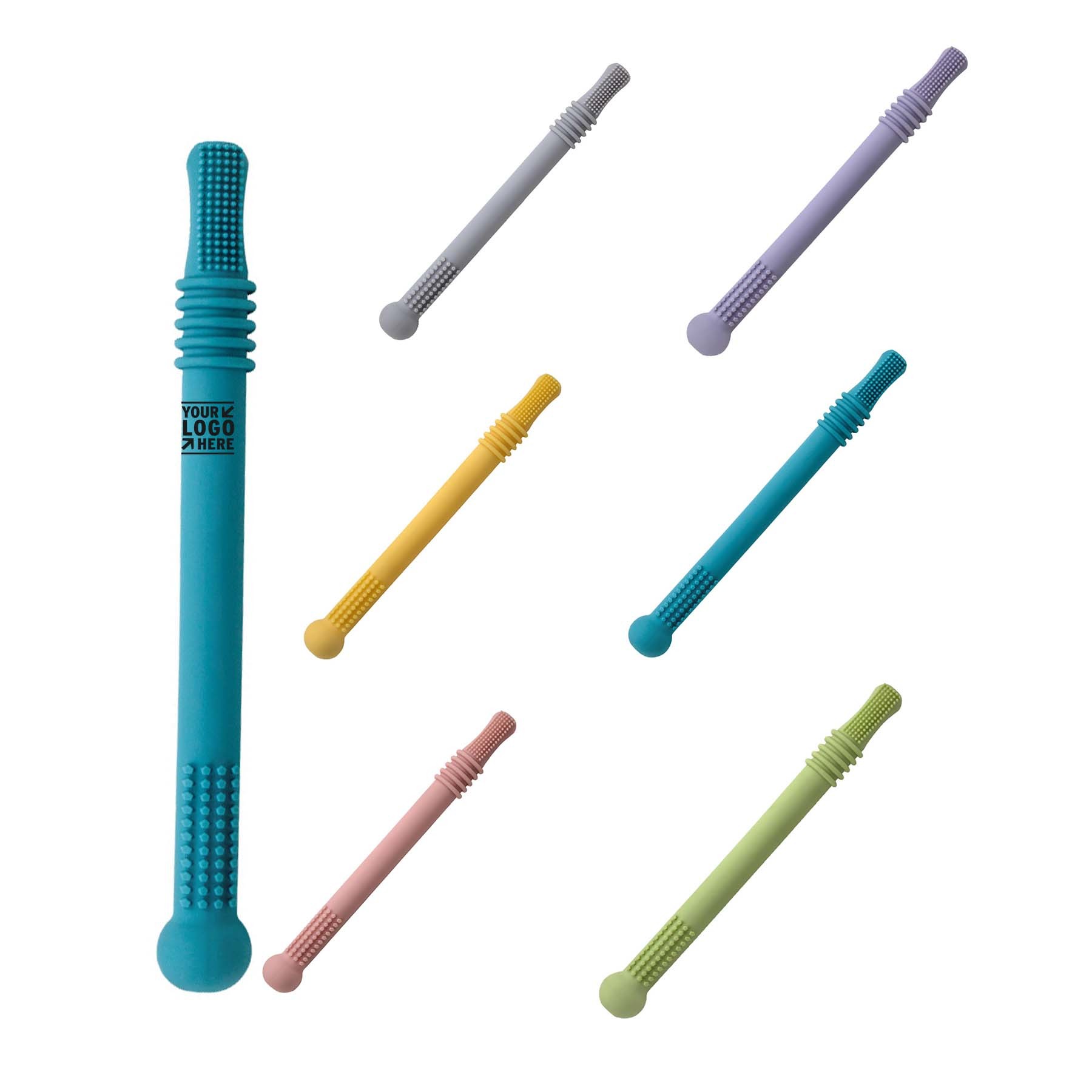 0-6 Months Babies Multicolored Super Soft Silicone Teething Relief Stick 2