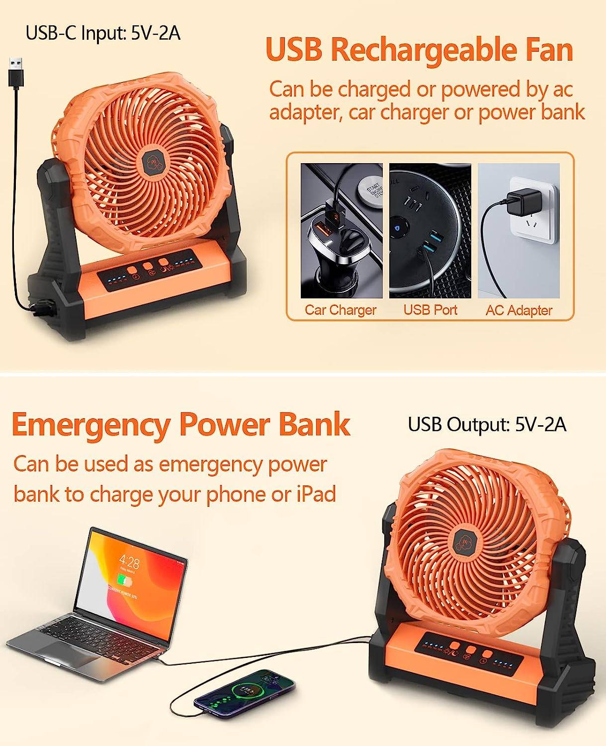 Camping Fan and Light 2 in 1 6