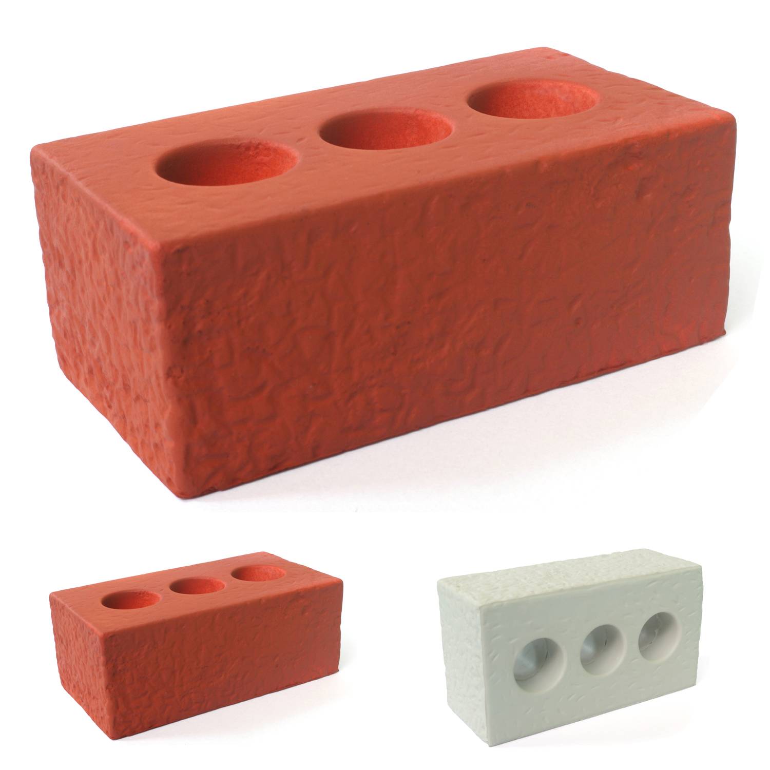 3-Hole Brick Shaped PU Foam Stress Reliever Toy 3