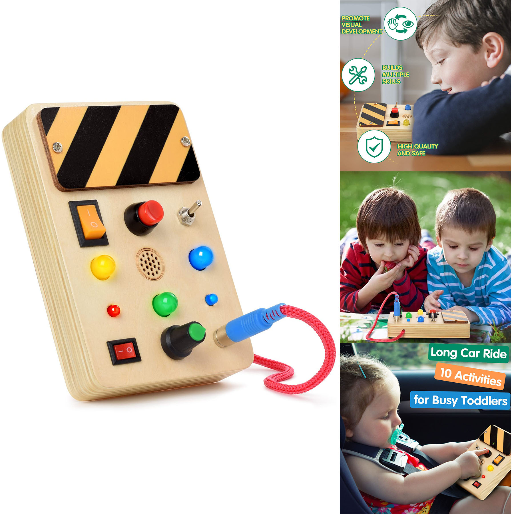 Busy Board with LED Light Sensory Toys for Toddlers 1-3 2