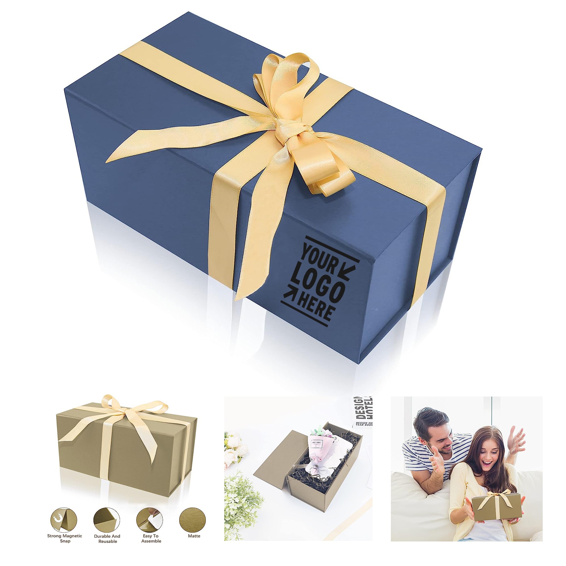 8.9 x 4.5 x 4.5 In Magnetic Small Gift Boxes with Ribbon 3
