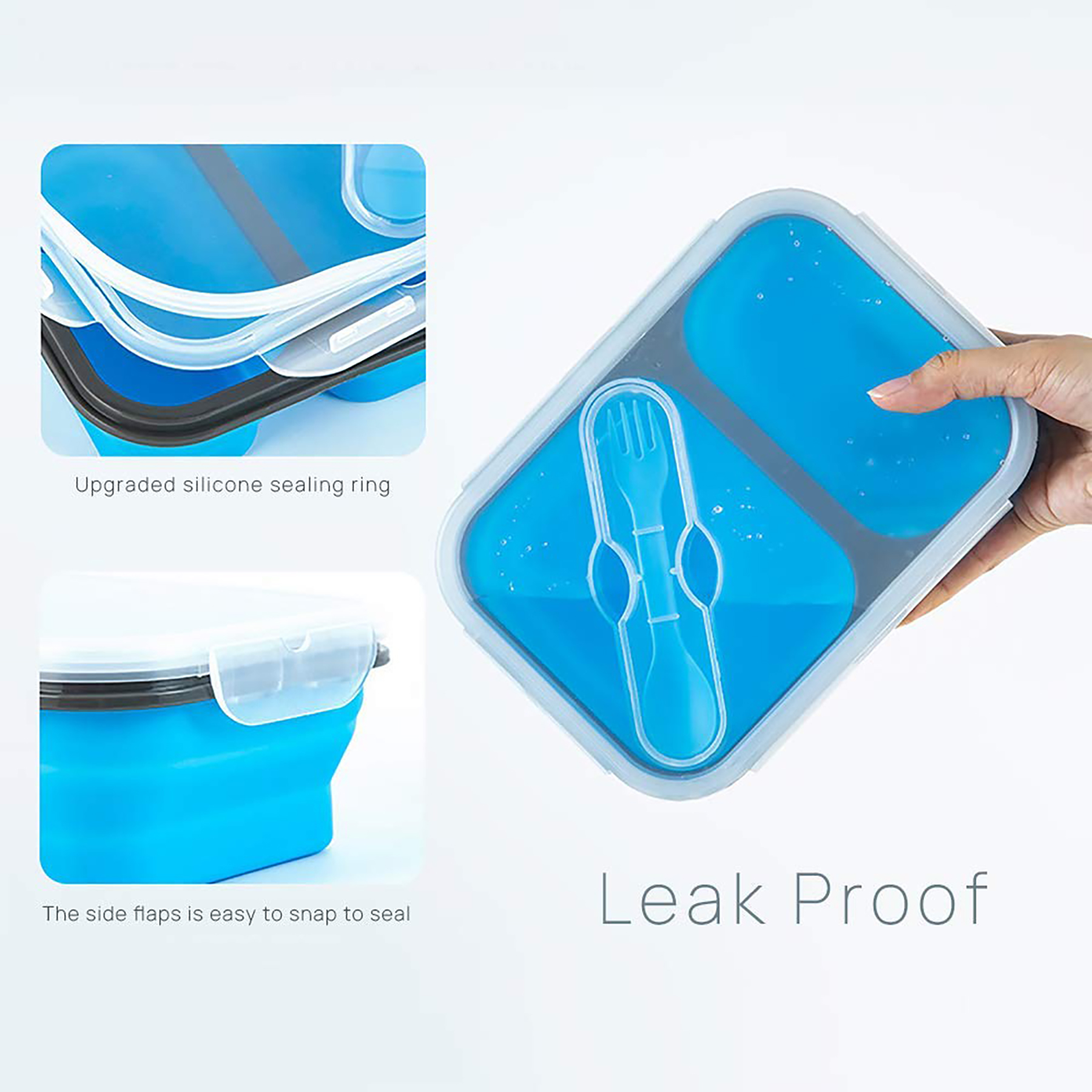 Foldable Stacked Silicone Microwave Oven Heating Lunch Box 4