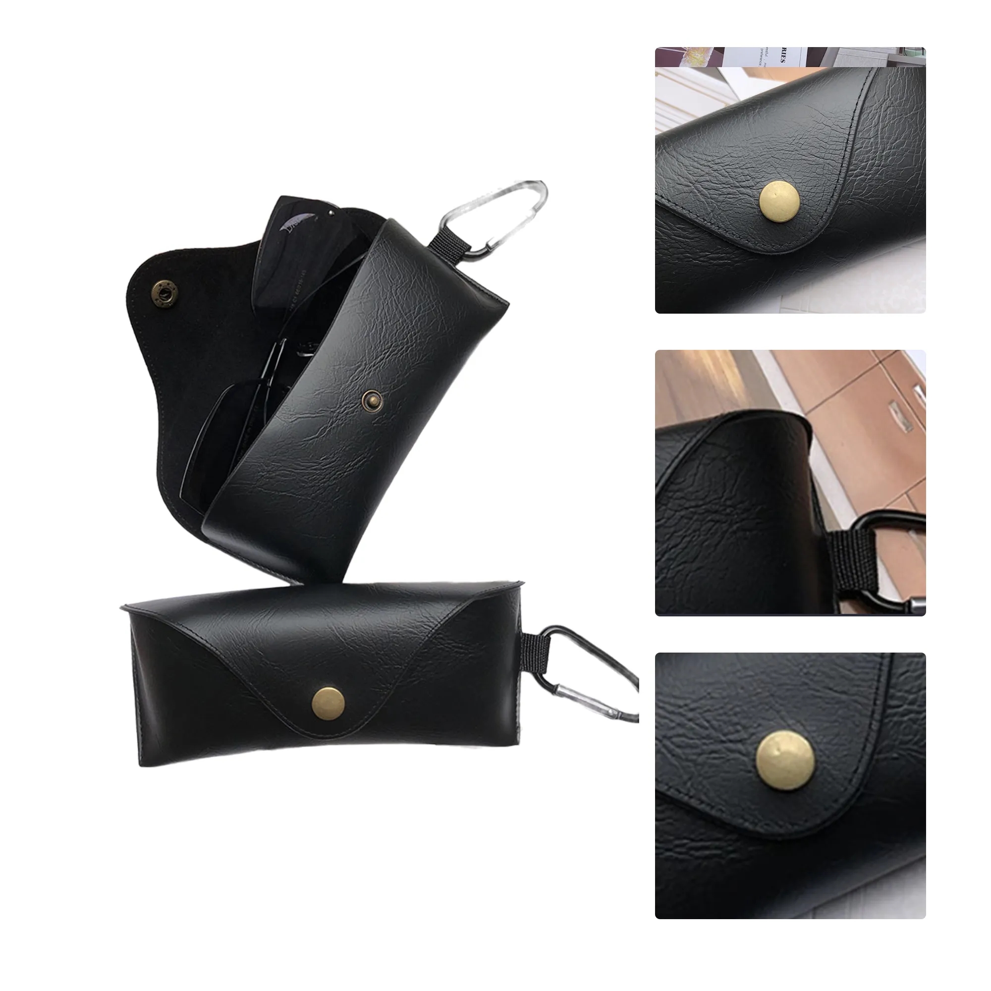 Hook Leather Glasses Case with Snap Button 4