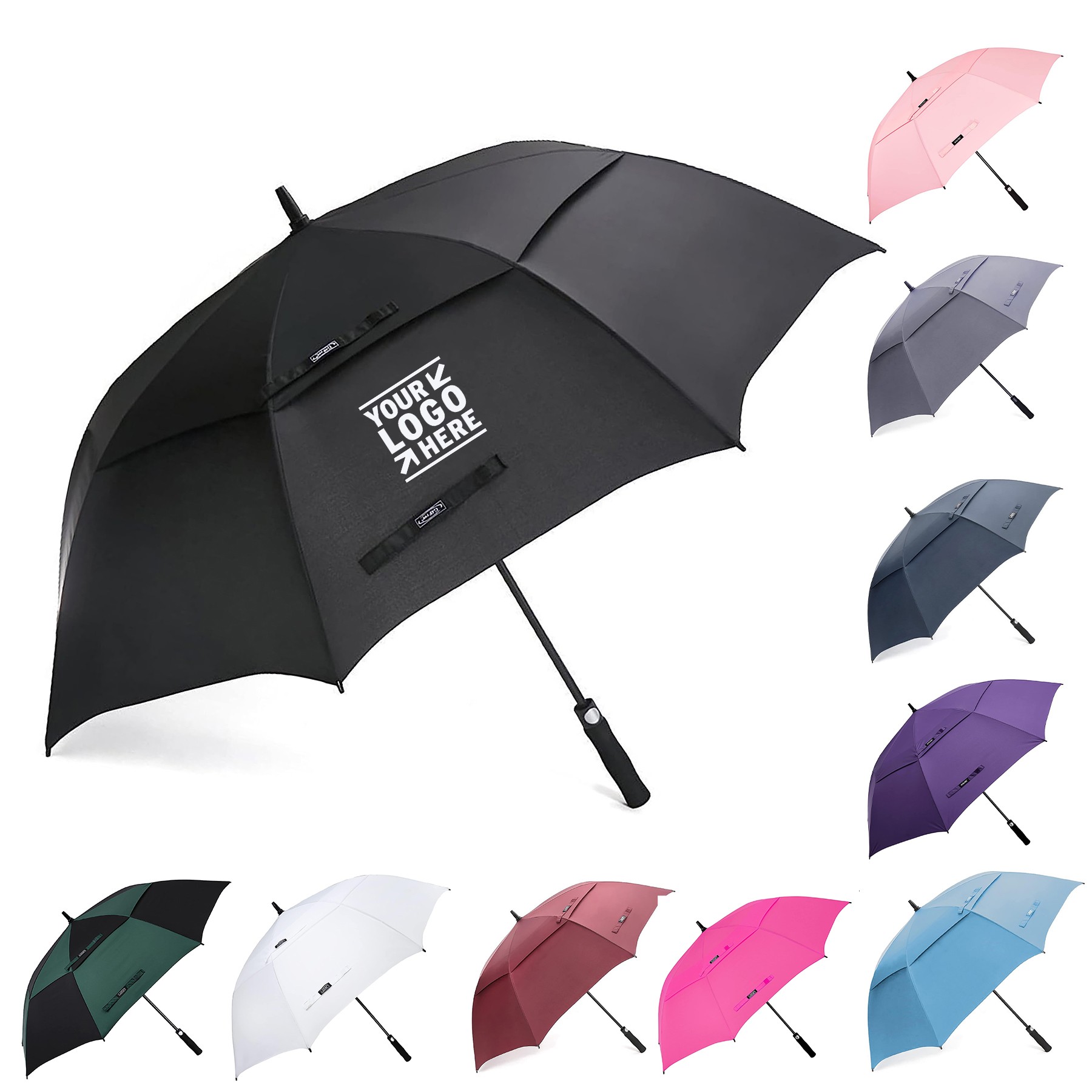 Oversize Extra Large Double Canopy Vented Windproof 47/54/62/68 Inch Automatic Open Golf Umbrella 3