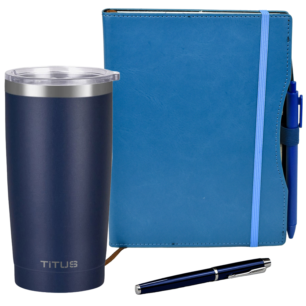 TiTUS® 20 oz Tumbler, Executive Companion Notebook & Pen Gift Set