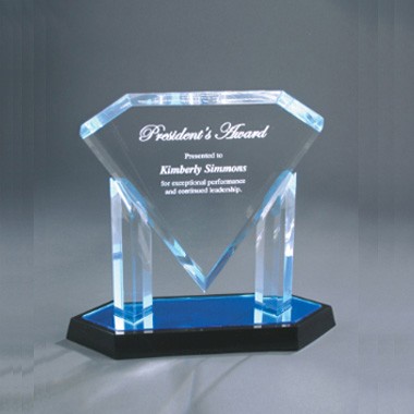10 Inch Blue Floating Diamond Acryli 1