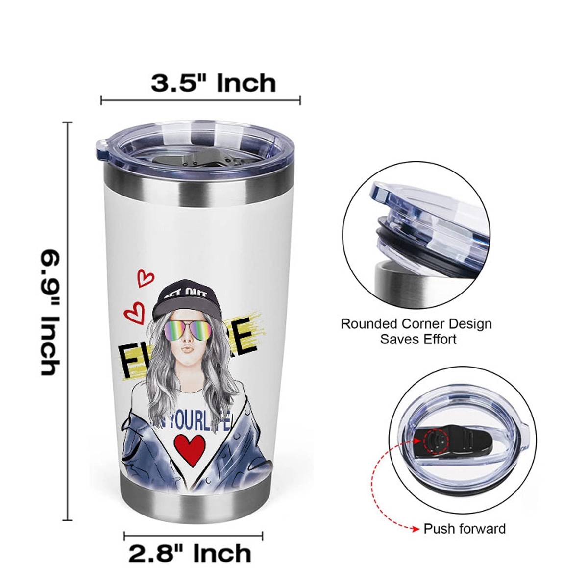 20 oz. Personalized Gift Printed Tumblers with Lid and Straw 3