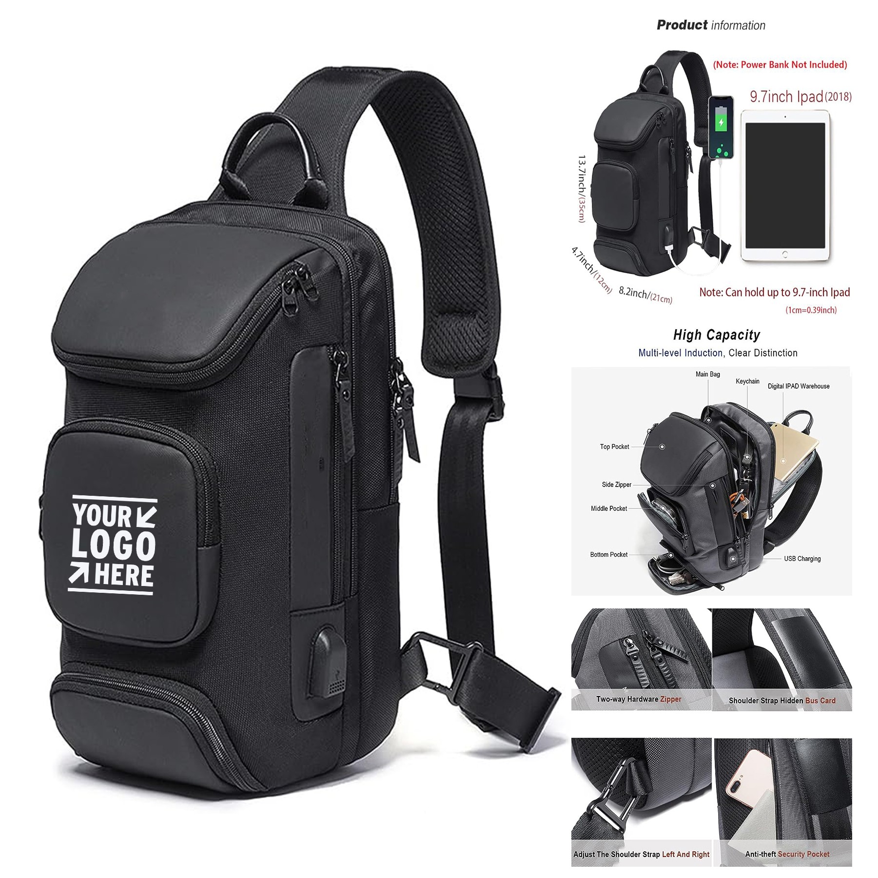 Men Sling Bag Crossbody Backpack Shoulder Casual Daypack Rucksack 2