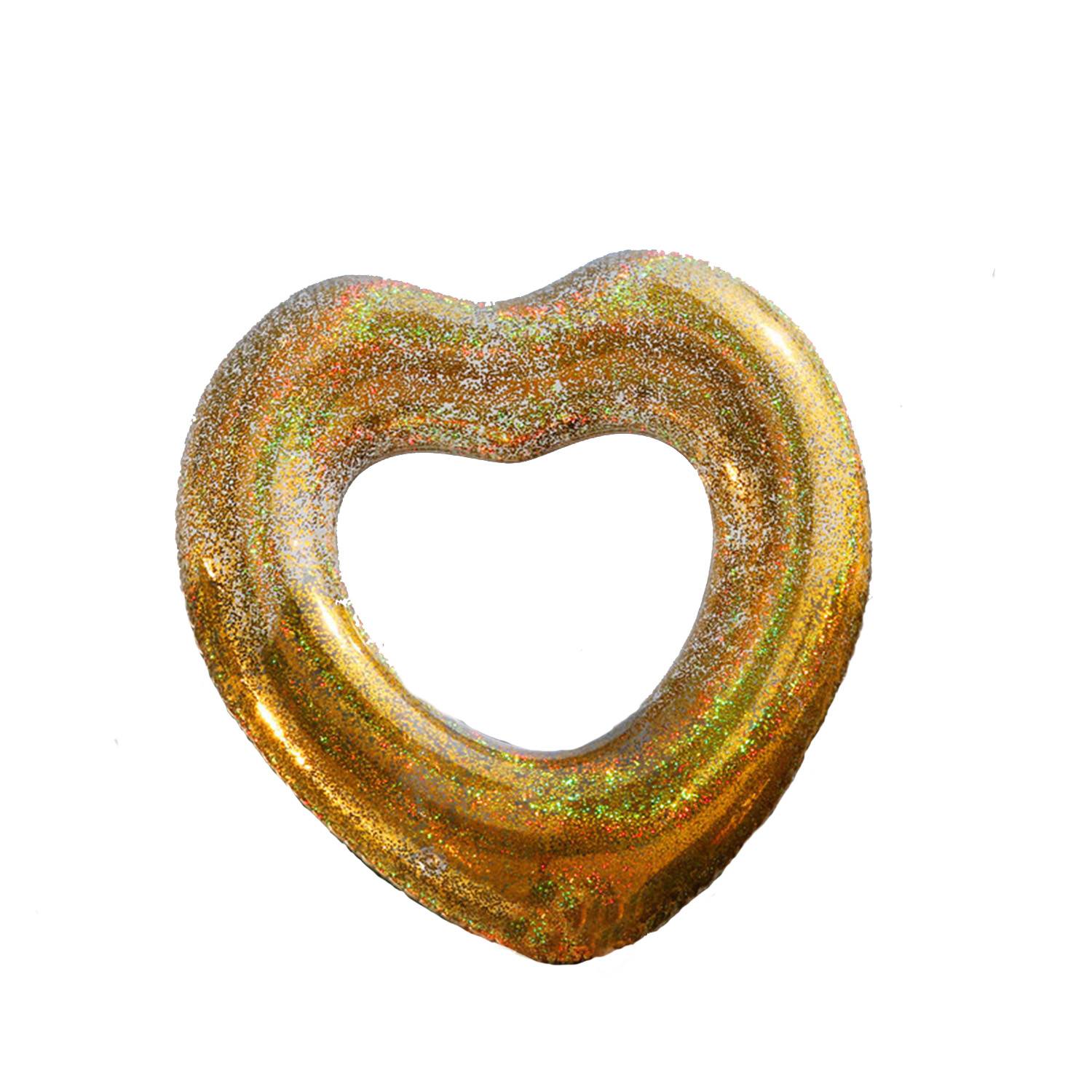 Heart Shaped Inflatable Pool Float With Glitter 6