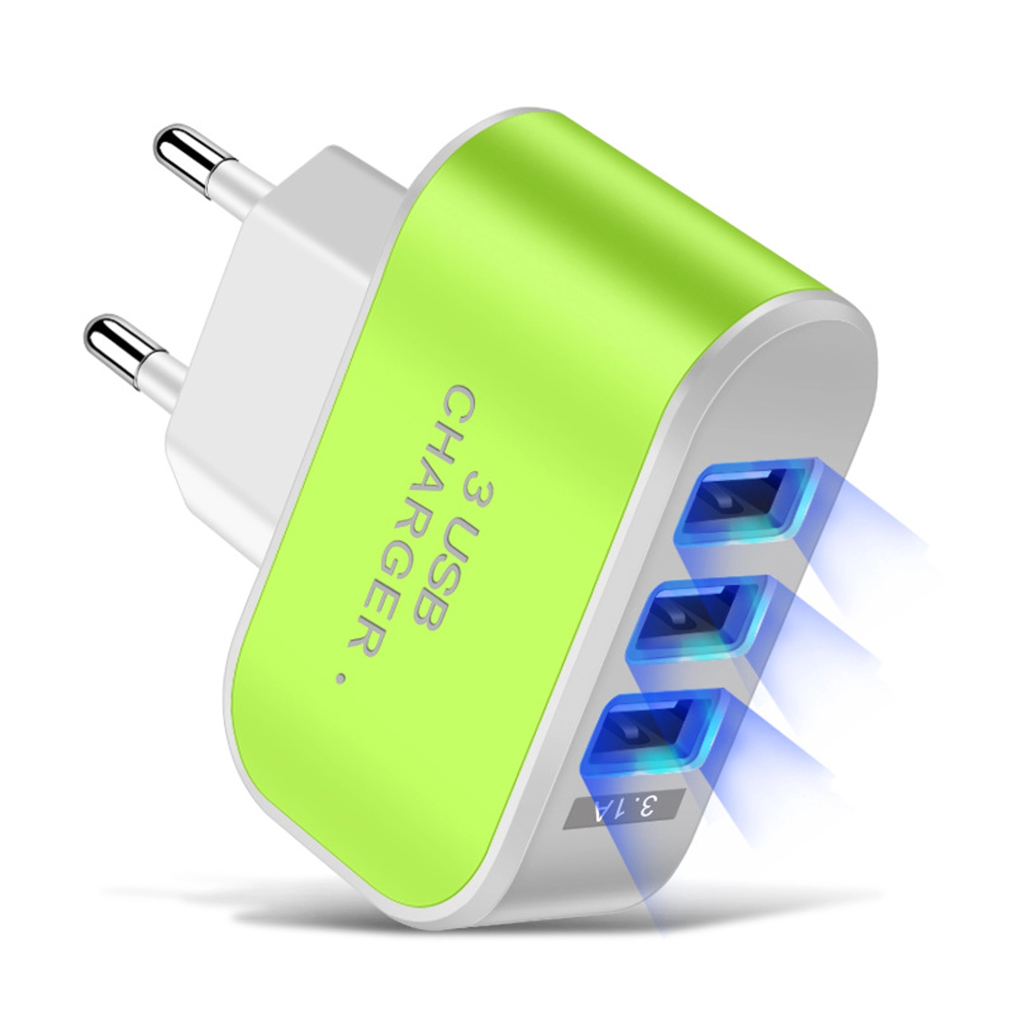 3 Hole USB LED Hotel Office Charger Plug 4