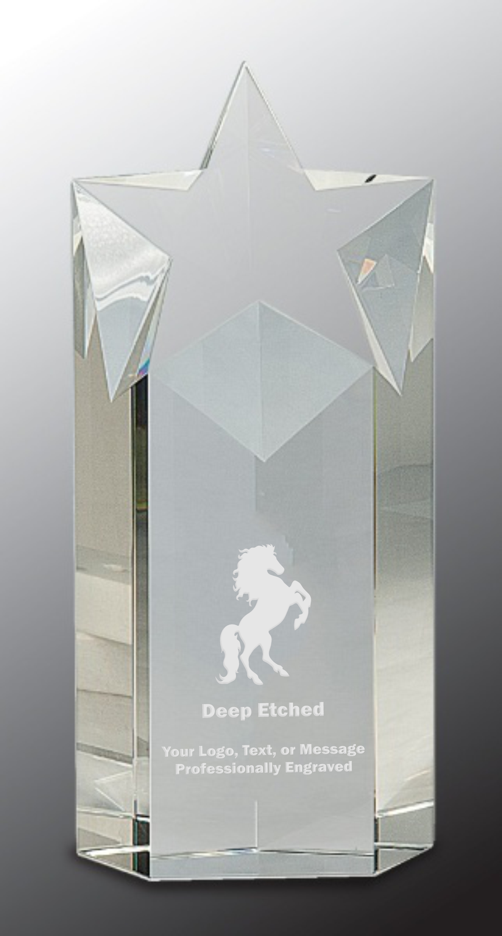 9" Clear Crystal Star Column Award