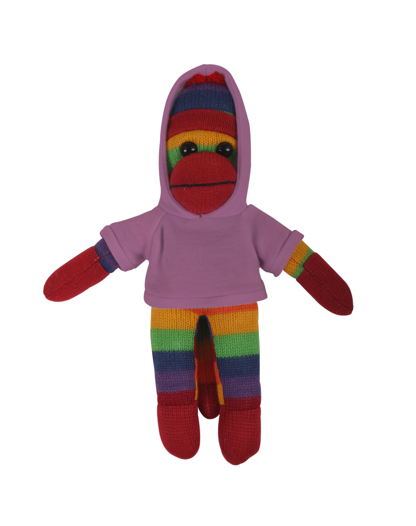 soft plush Rainbow Sock Monkey with hoodie 17