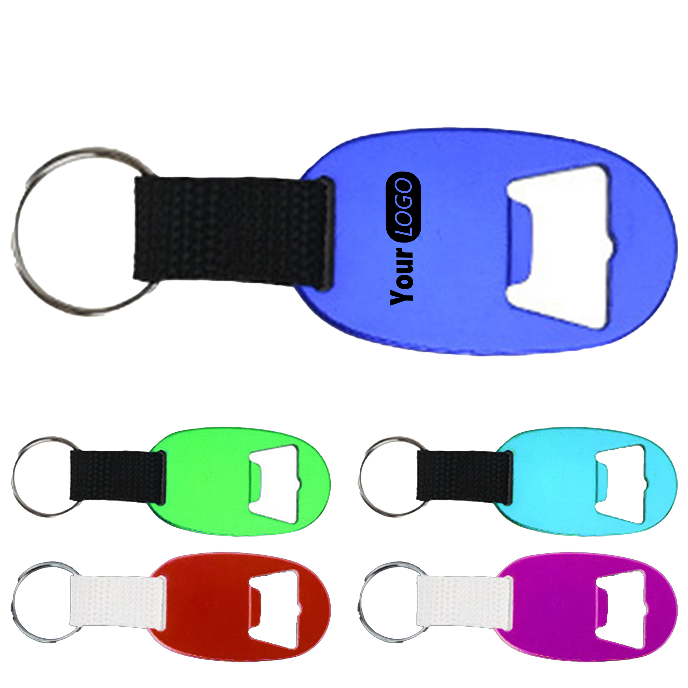 Aluminum Solid Color With Woven Keychain Bottle Opener 2