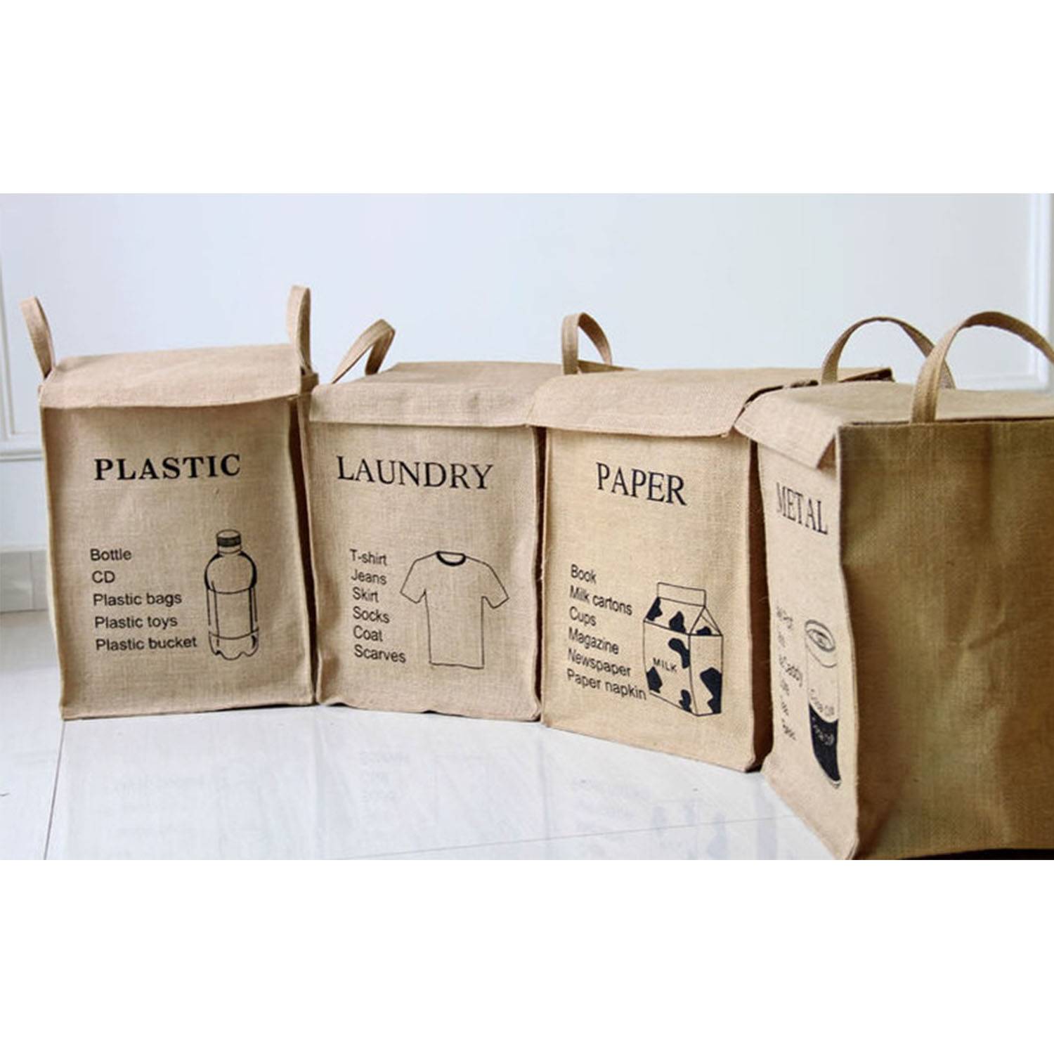 Foldable Waterproof Jute burlap Laundry Bag 6