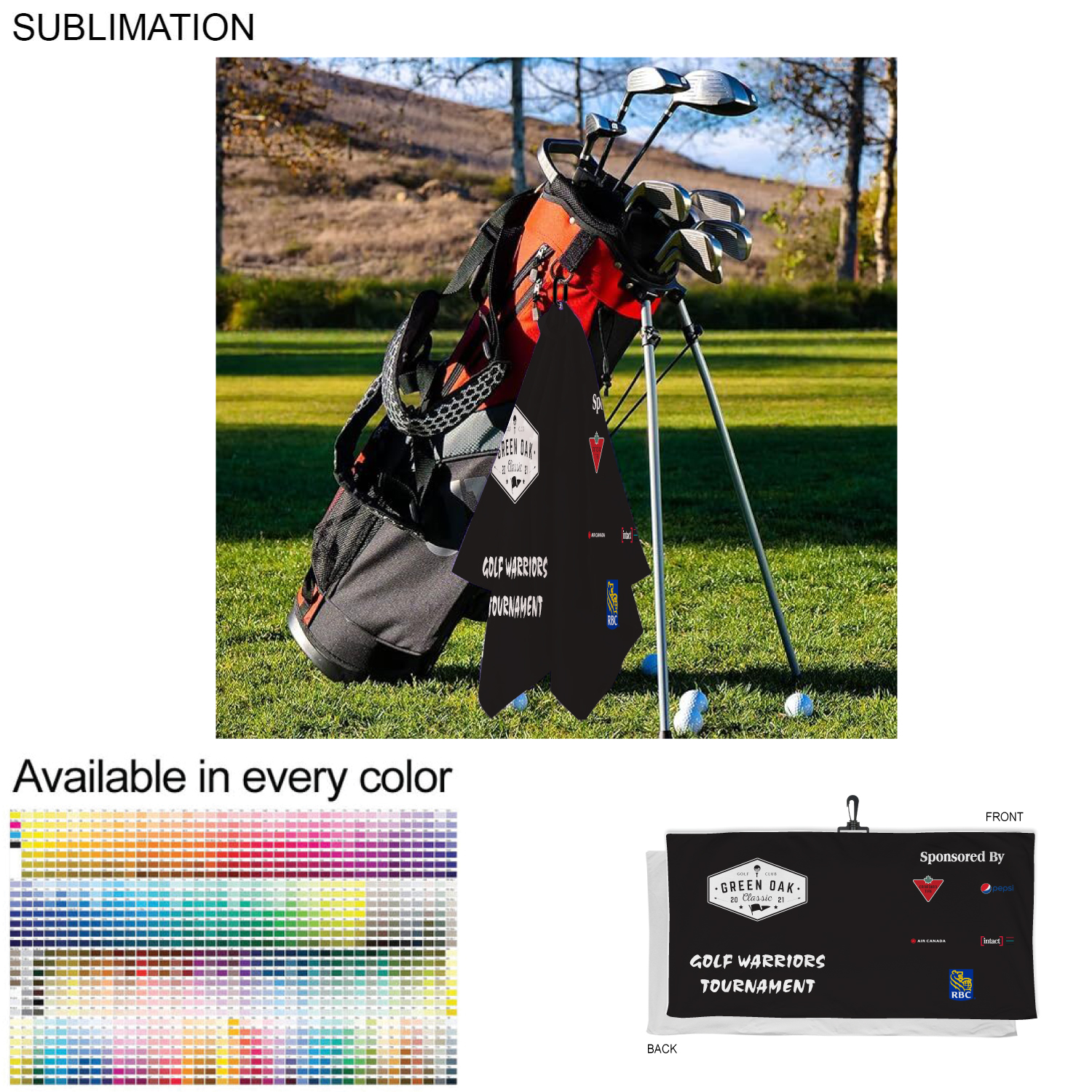 Oversized Golf Towel in Plush, Soft Velour Terry, 24x48, with Black Swivel Hook, Sublimated 1 side 4