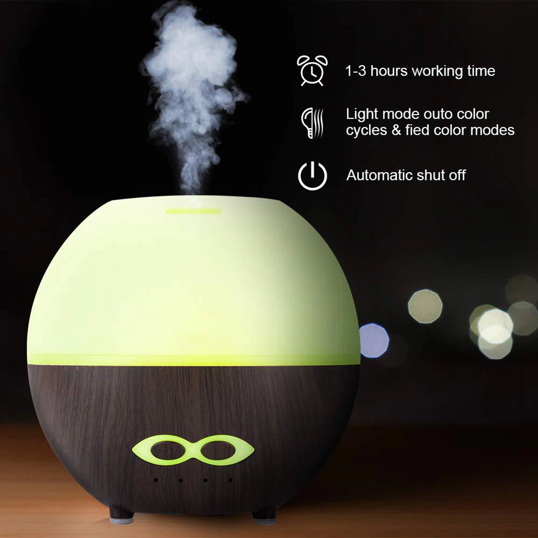 400ml Wood Grain Remote Control Ultrasonic Humidifier 3