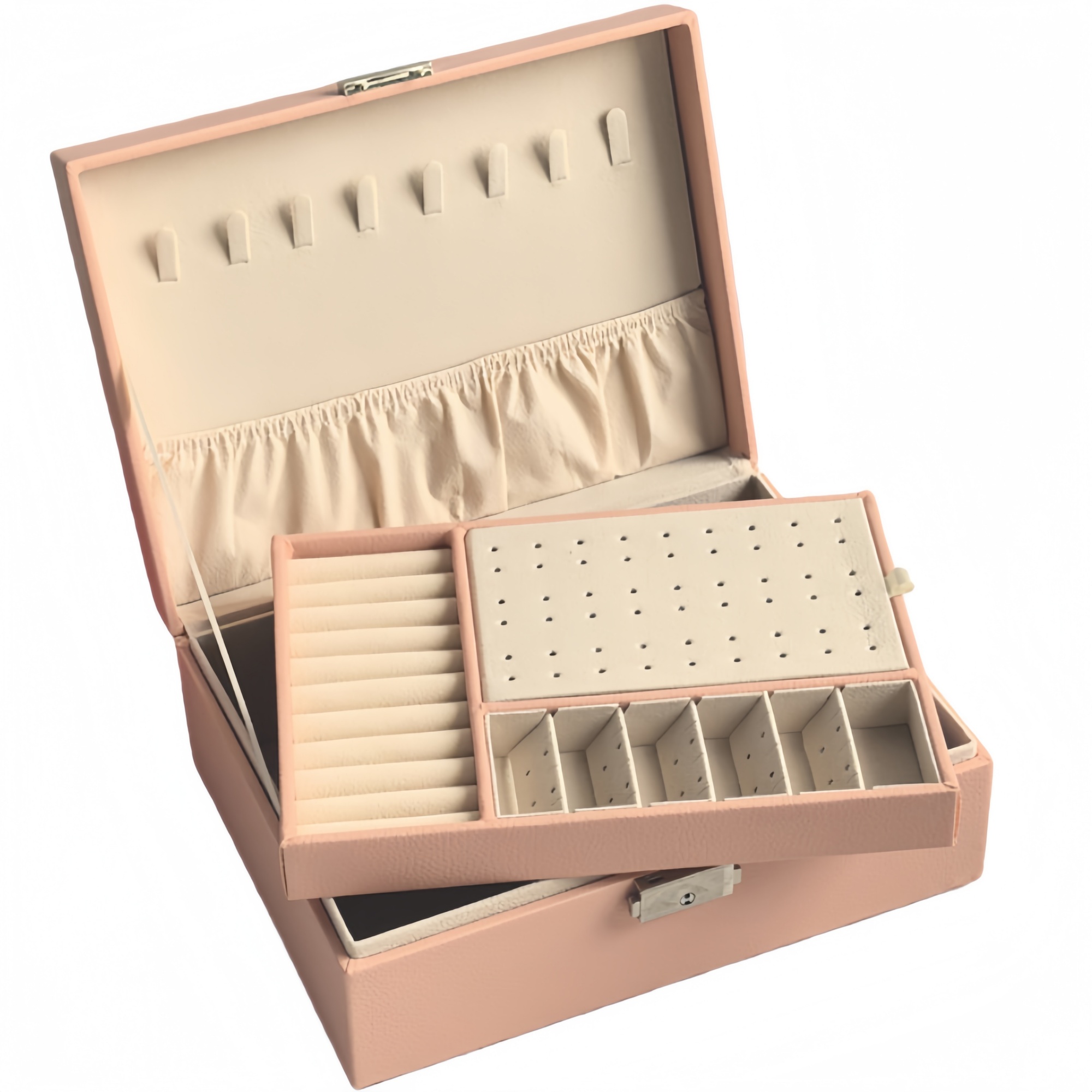 Dual Layer Removable Tray Jewelry Presentation Storage Case 5