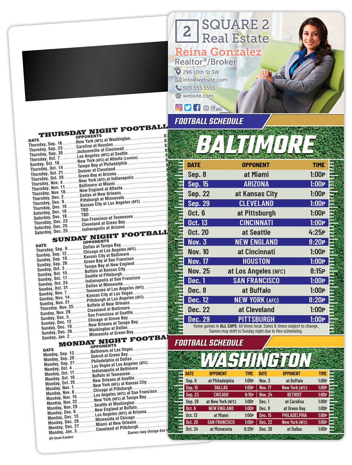 Football Schedule Laminated Card/Postcard with Magnet Strip 3.5x8.5 - 14 pt. 1