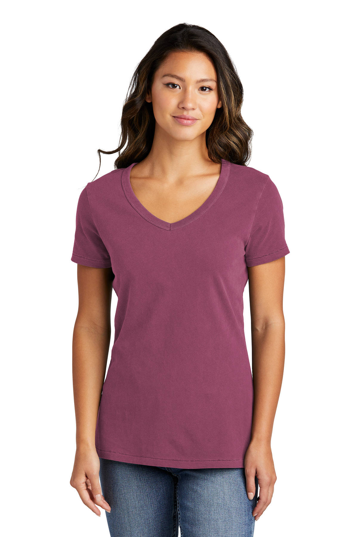 Port & Co Women's Beach Wash Garment-Dyed V-Neck Tee LPC099V 72