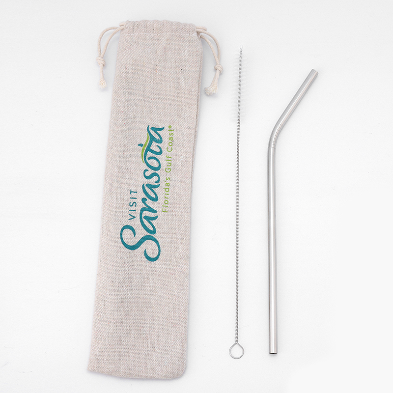 2 Pack Stainless Steel Straw Kit w/ Jute bag 2