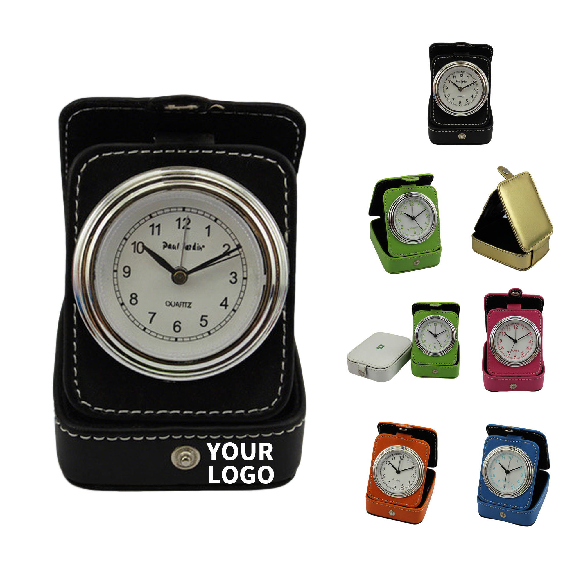 Folding Faux Leather Travel Alarm Clock With Analog Movement 5