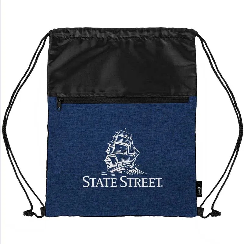 rPET Heather Draw String Bag with Front Zipper Pocket 10