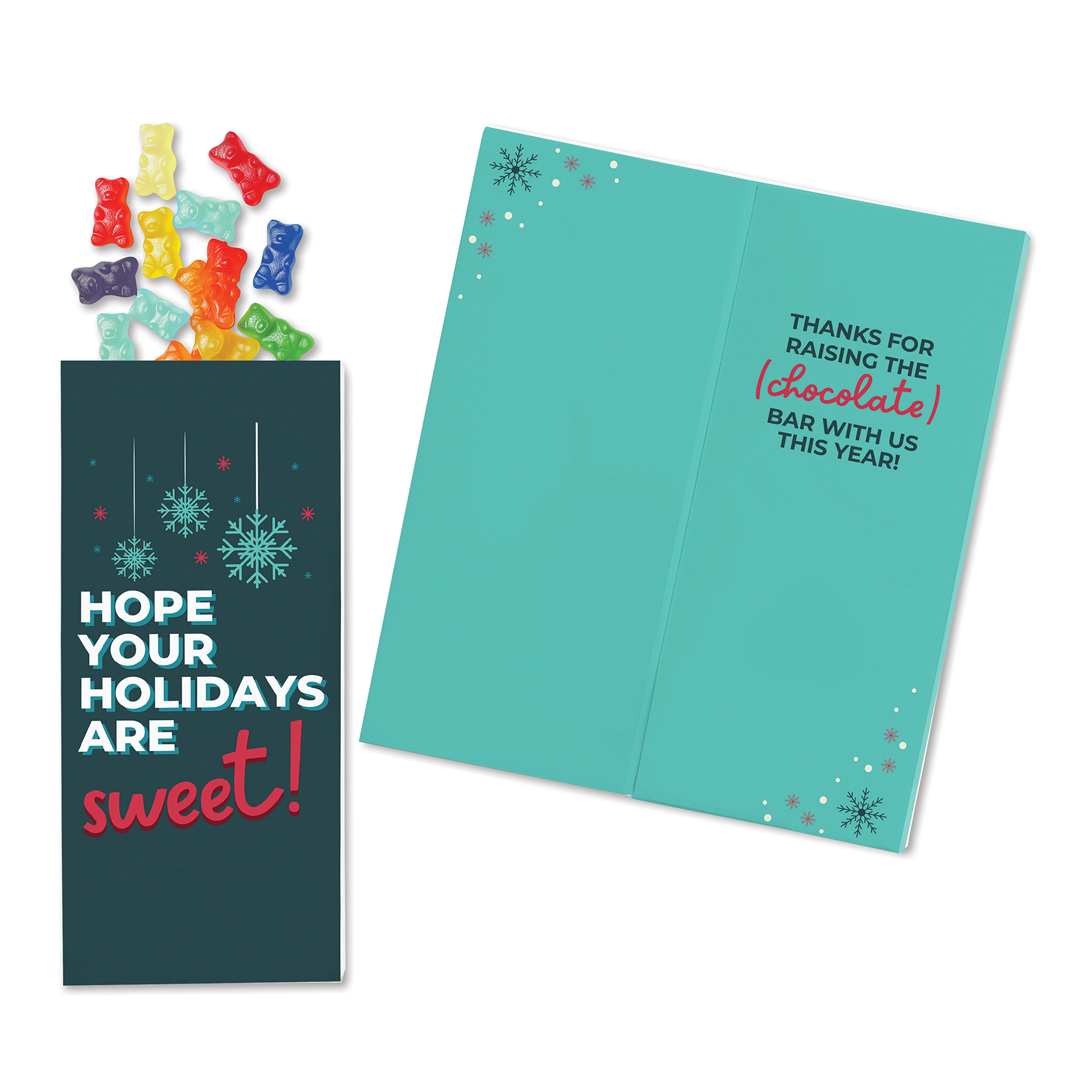 One Color Foil-Stamped Stock Holiday Sentiment Sweeter Cards with Albanese Gummi Bears 2
