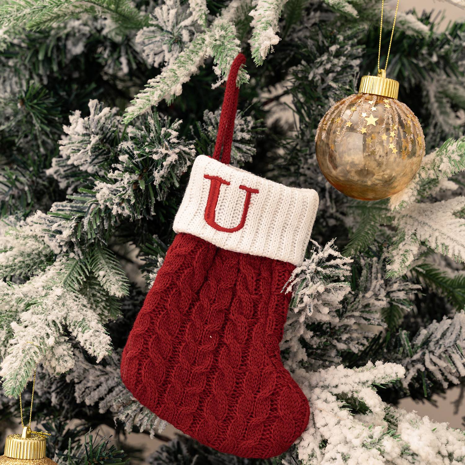 Mini Cotton Knitted Christmas Stocking 25
