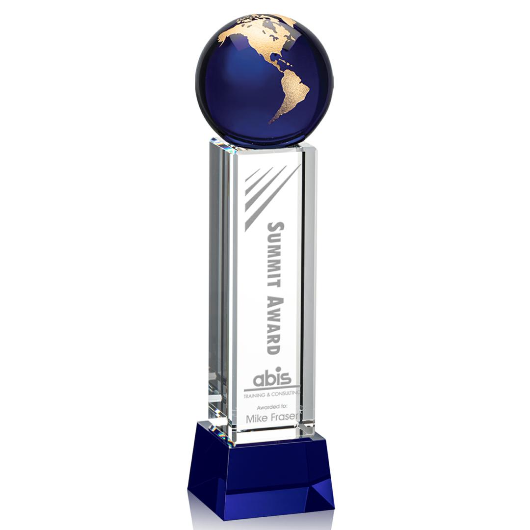 Luz Globe Award on Base - Blue/Gold 11