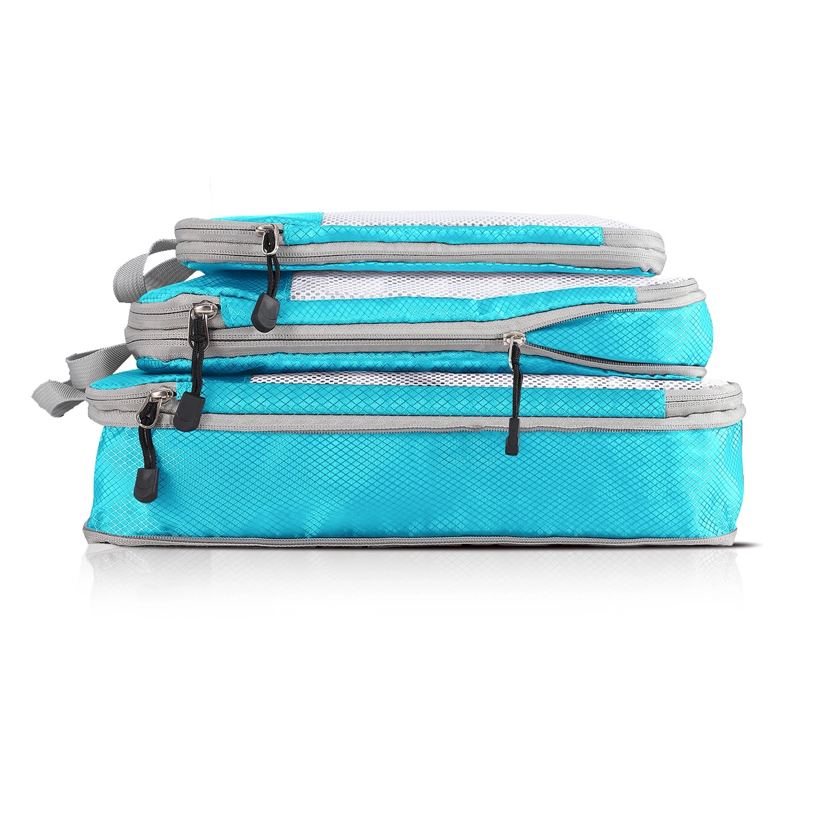 Set Of 3 Packing Cubes Foldable Storage Mesh Bag Organizer 23