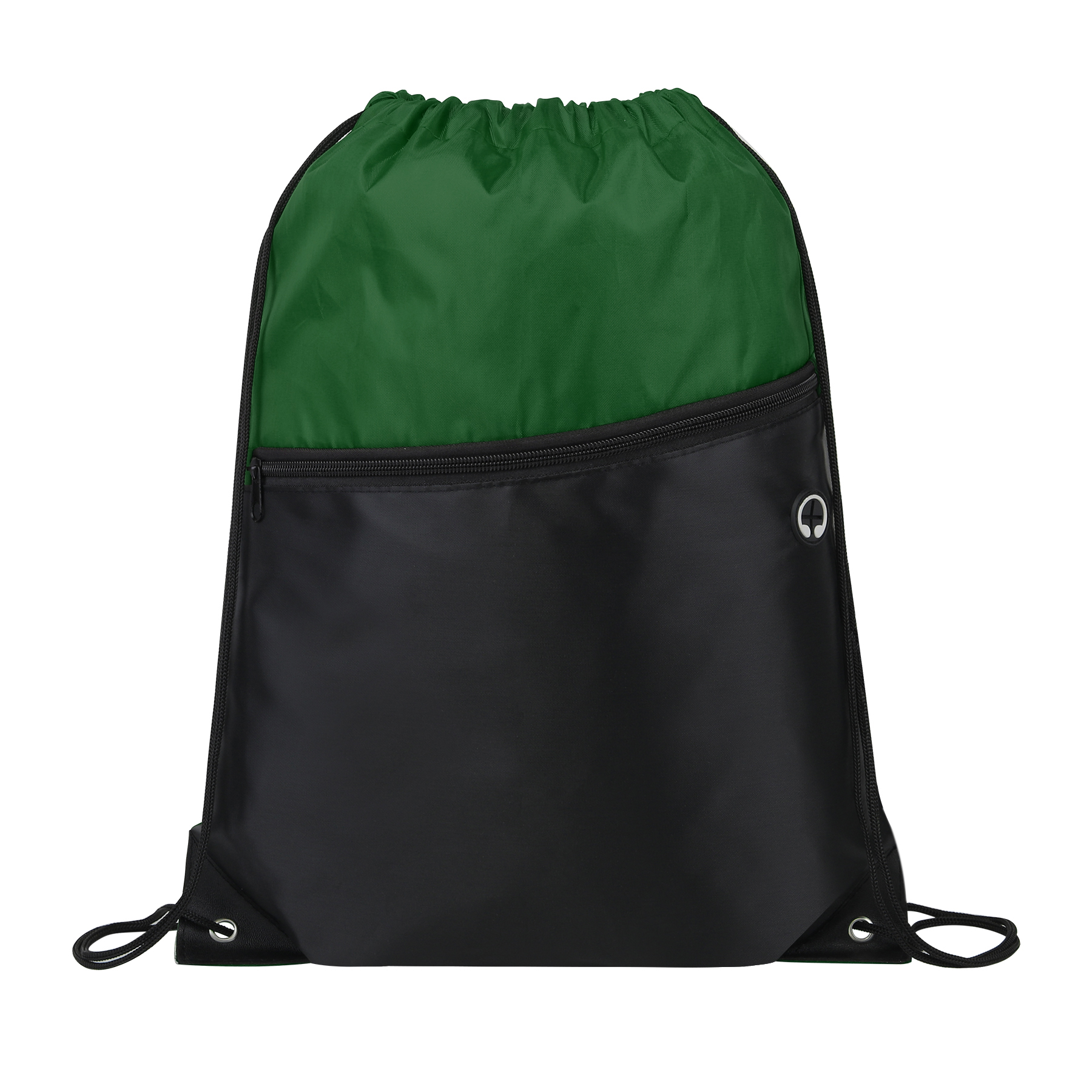 Two-Tone Drawstring Backpack With Front Zipper 2