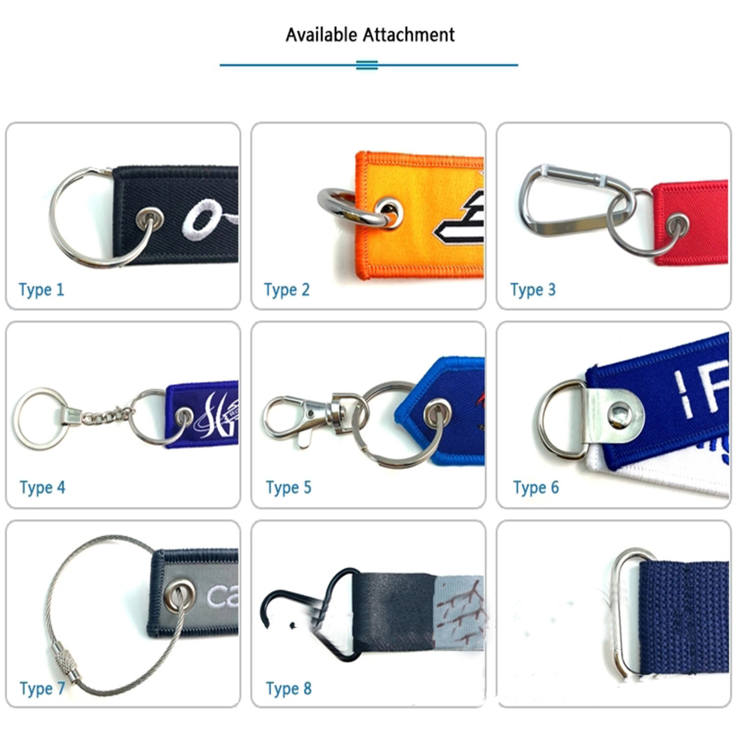 Embroidered short strap woven label keychain 4
