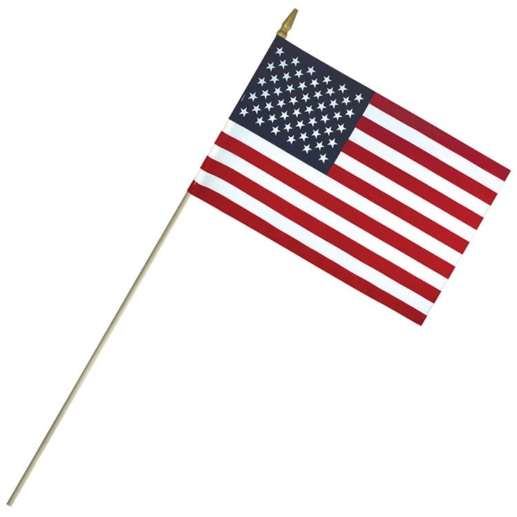 8" x 12" Lightweight Cotton US Stick Flag with Spear Top on a 24" Dowel 2