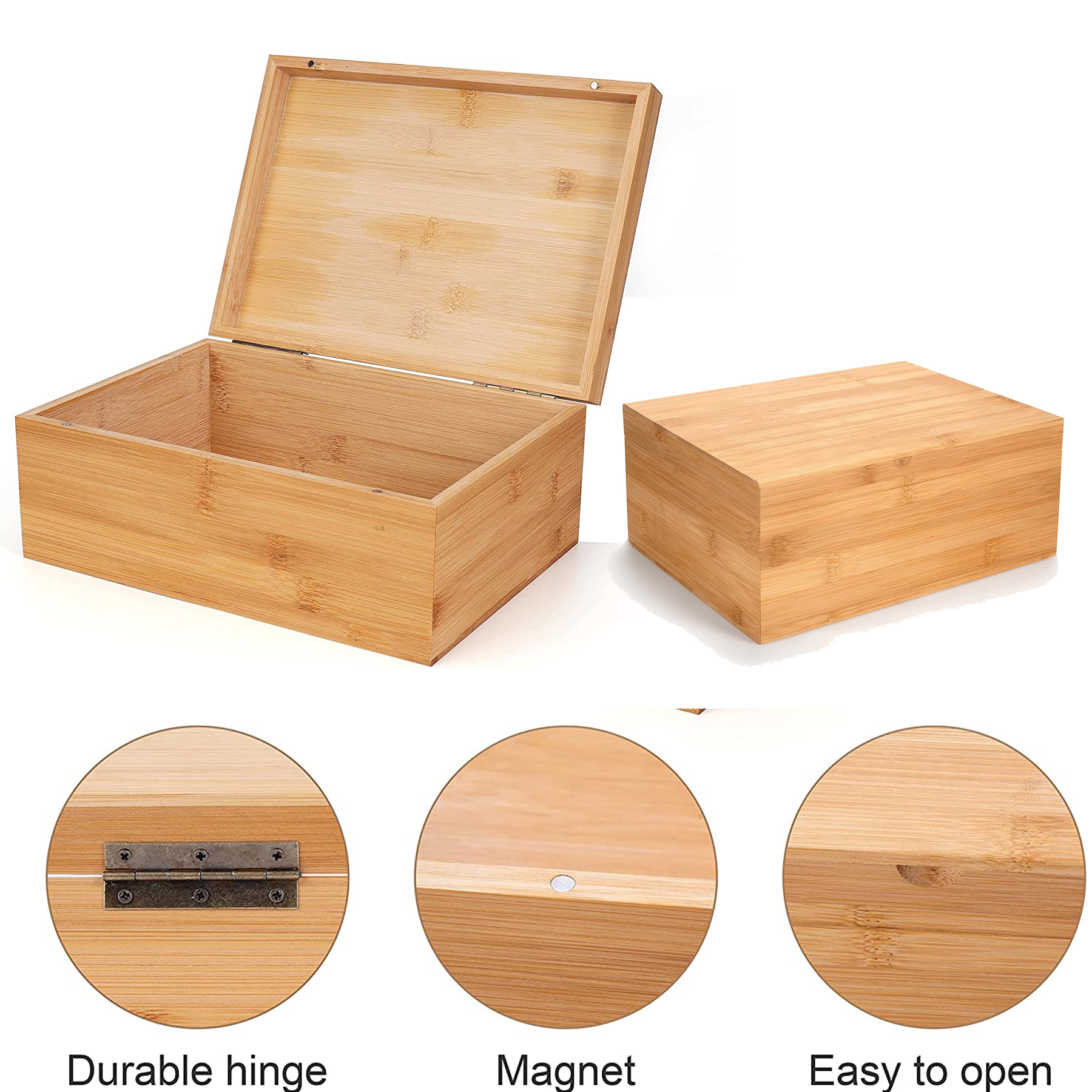 11 x 7.9 x 4.5 inch Natural Bamboo Boxes