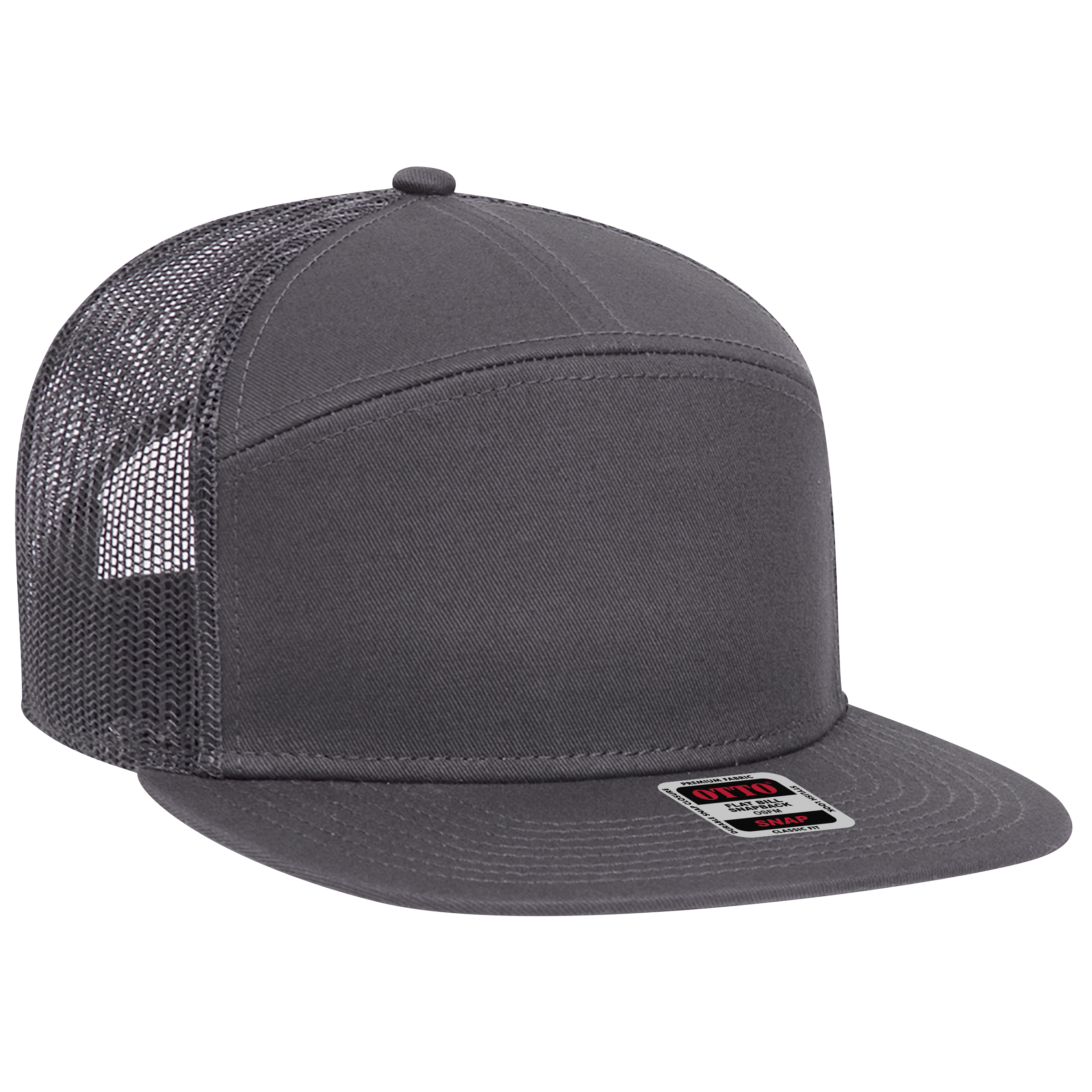 OTTO CAP® OTTO SNAP 7 Panel Pro Style Mesh Back Trucker Snapback Hat 8