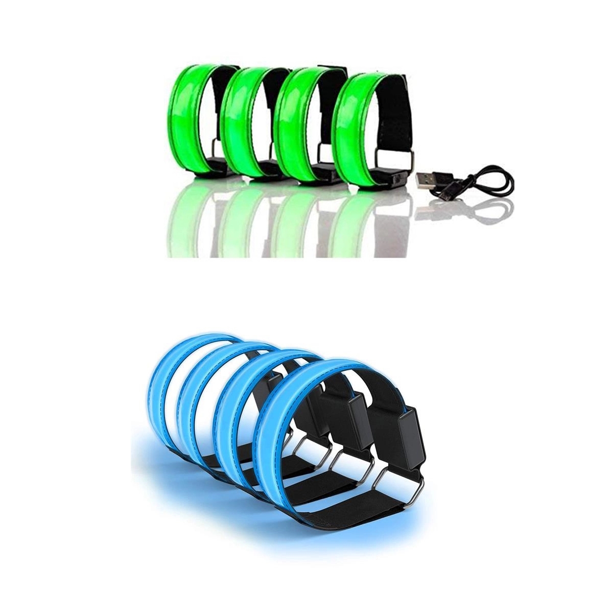 USB Chargable LED Sports Saftey Flashing Reflective Armband 8