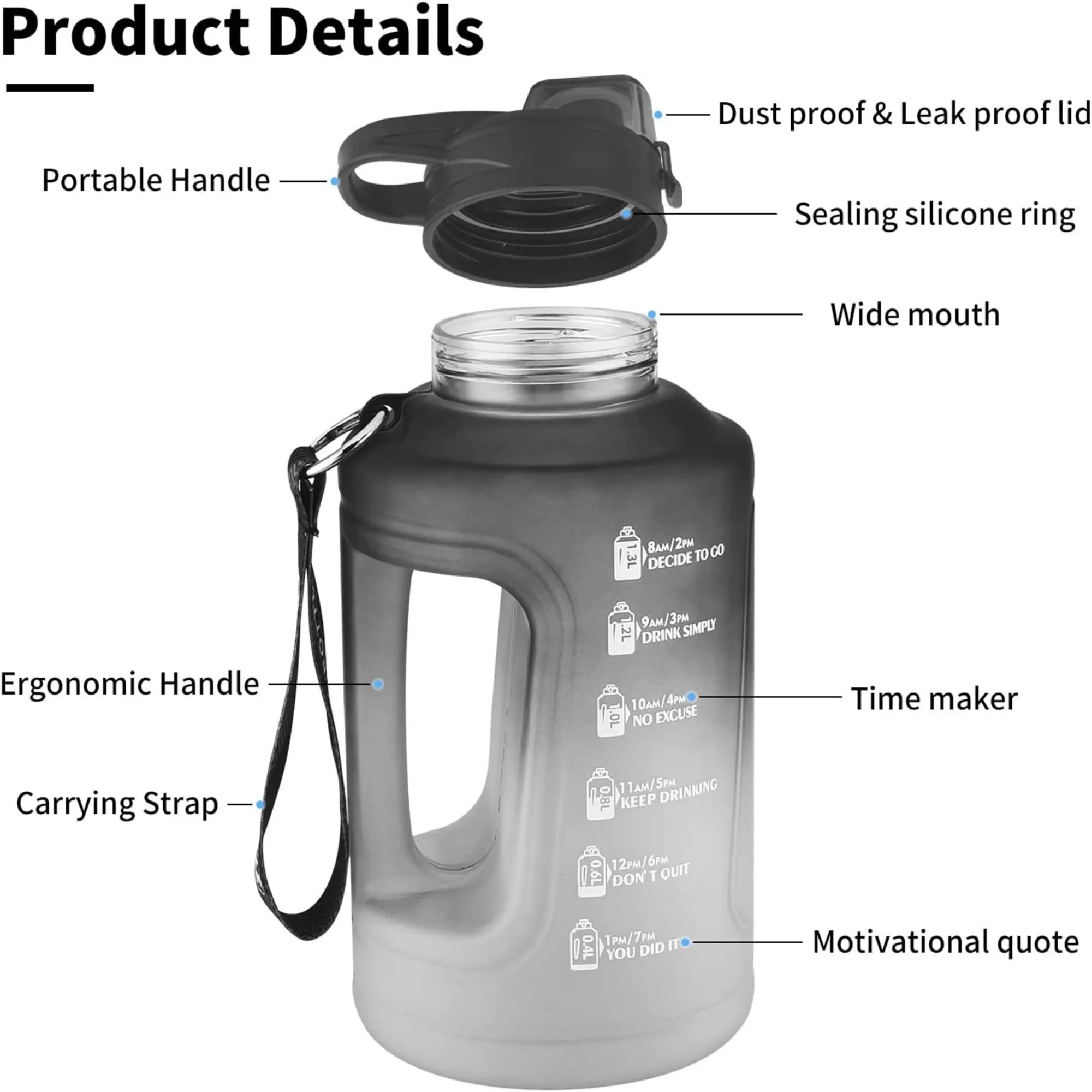Water Bottle With Time Marker 5