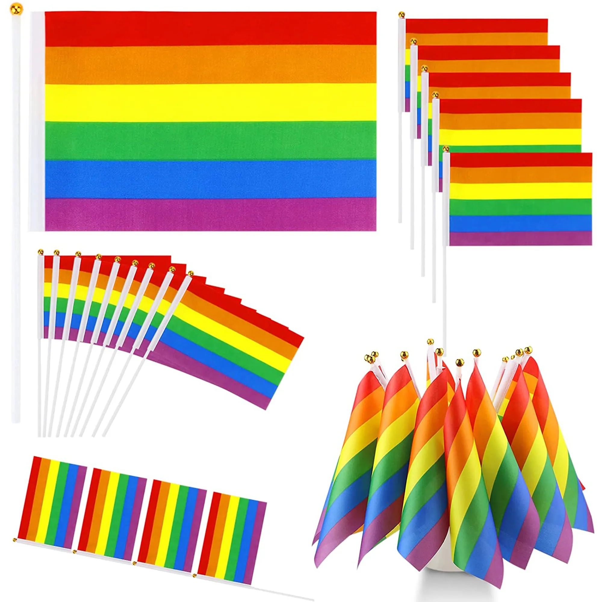 Small Mini Hand Held Rainbow Flag 2