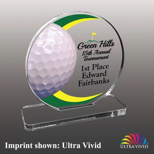 Golf Ball Themed Acrylic Award - Ultra Vivid Color