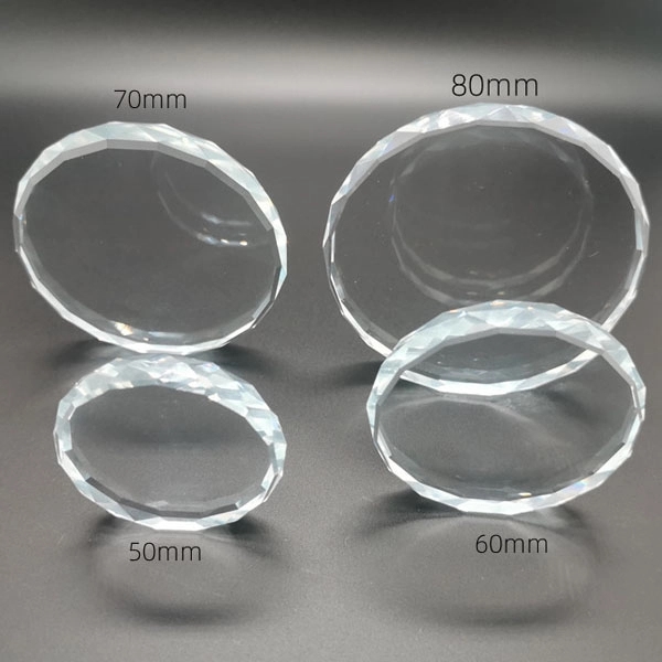 Faceted Optical Crystal Round Paperweight 7