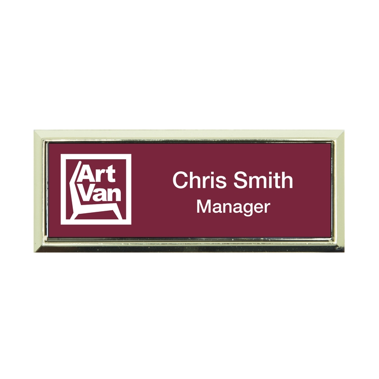 Plastic Framed Badges Square Corners (1"X3") (Screened & Engraved)