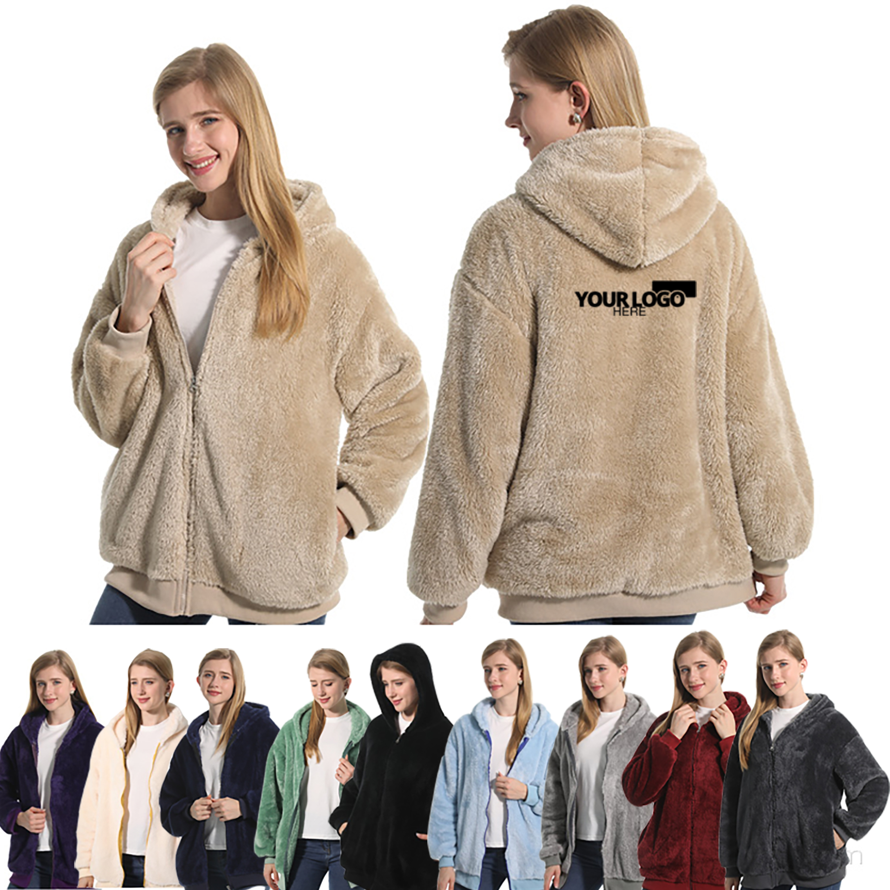 Winter Full Zip Fleece Jacket For Woman 2