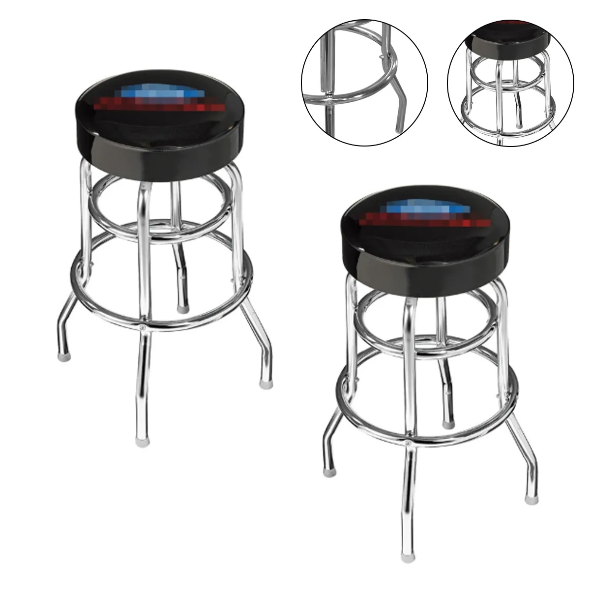 Double Ring Padded Swivel Bar Stool With Chrome Base 7