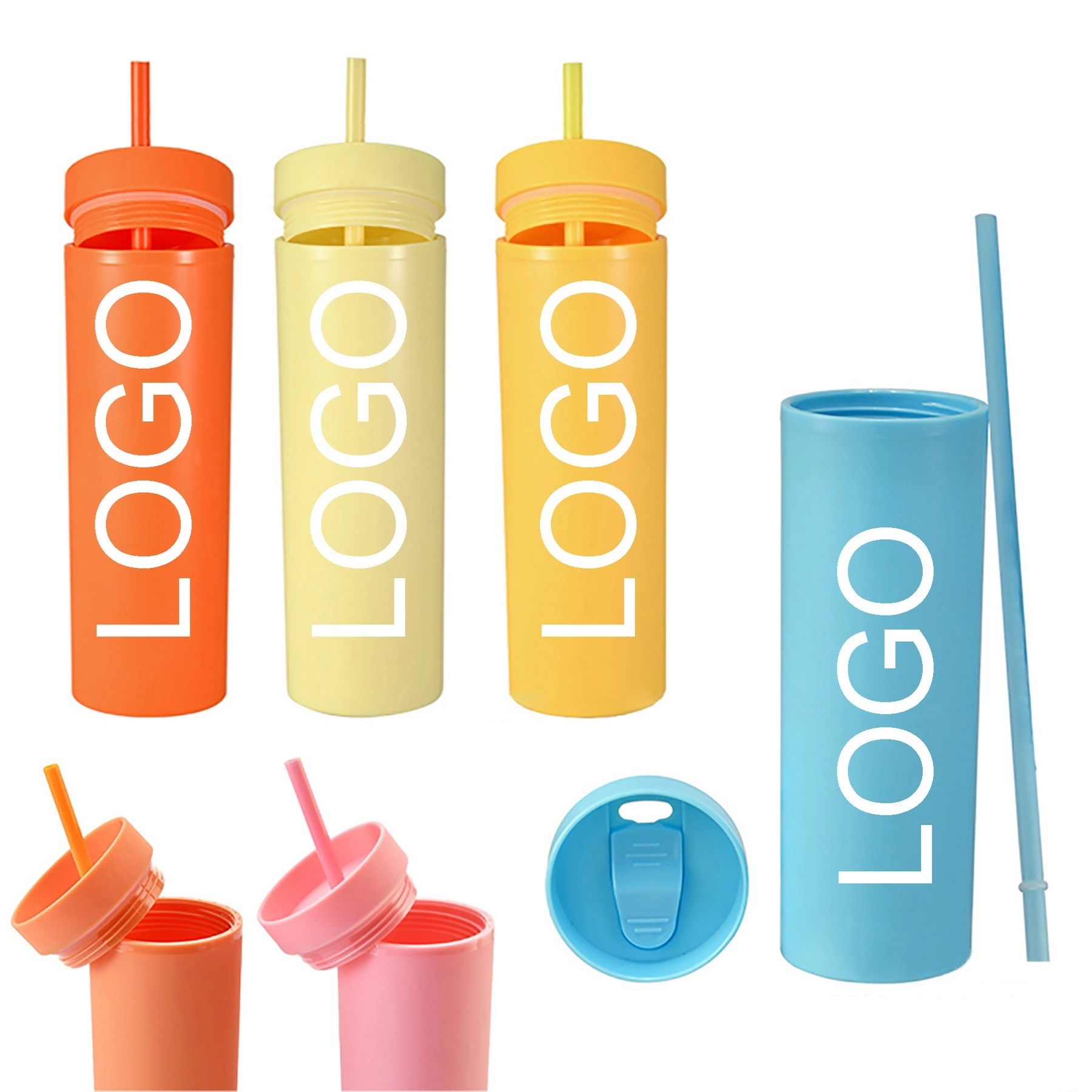 16oz Plastic Tumbler with Straw 2